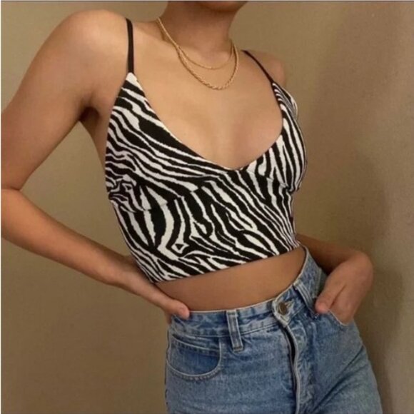 Zara Zebra Print crop Top Bralette with adjustable straps - Small - Picture 3 of 15